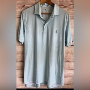 B. Draddy Streamsong Logo Resort Golf Striped Shirt Polo Mens Size Large EUC